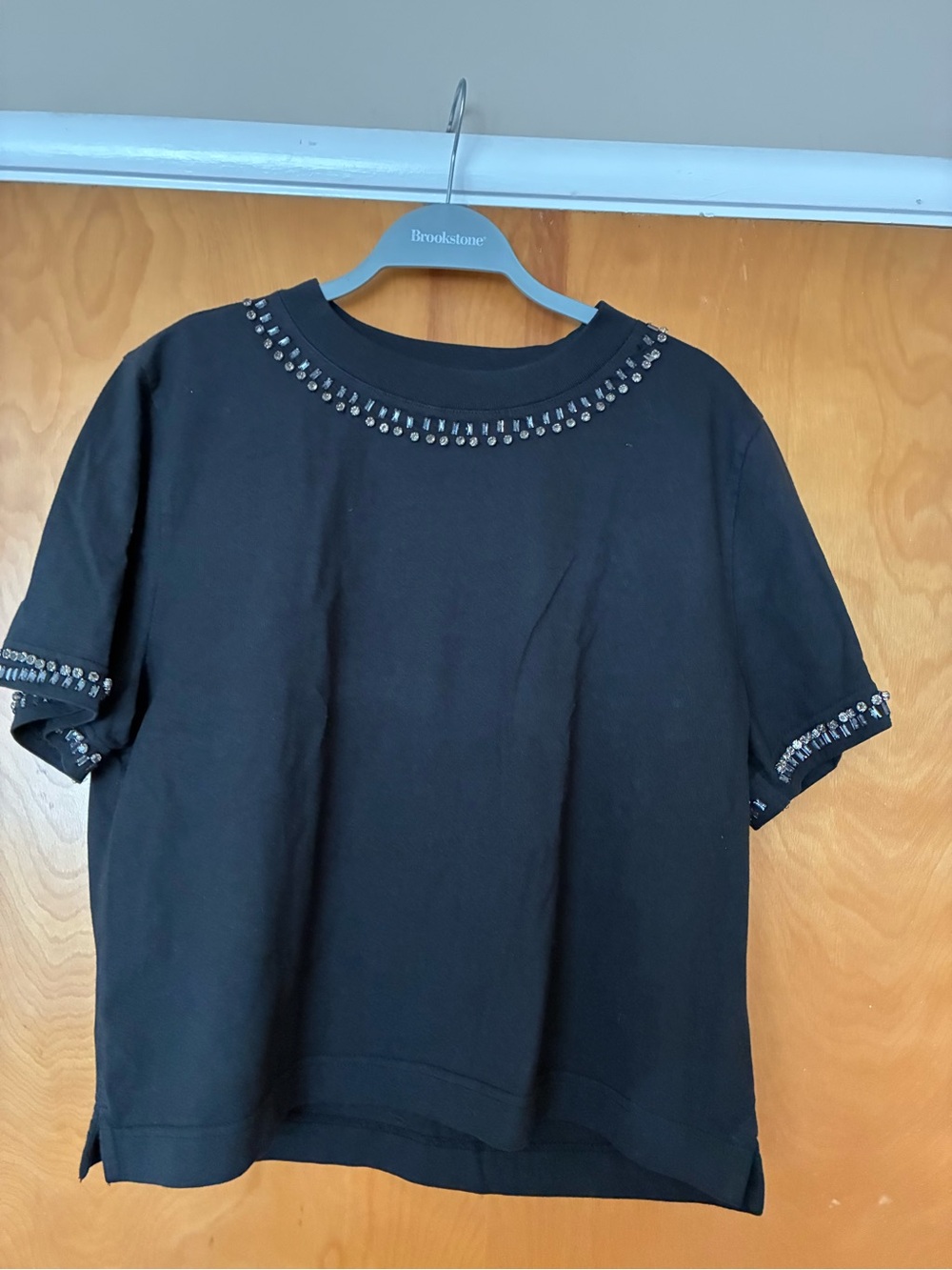 New J.Crew Relaxed crystal-embellished T-shirt Black
